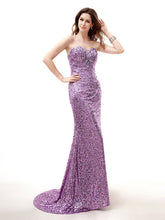 Sparkly Purple Strapless Formal Prom Evening Dress